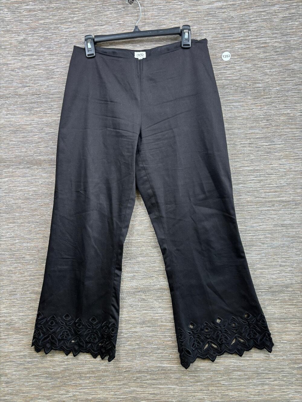 Cache Ankle Dress Pants Womens Size 10 Black Cut-out Design Mid Rise Stretch